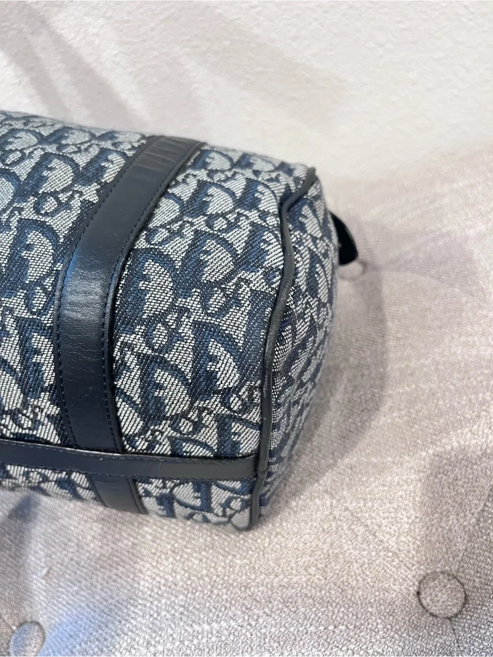 CHRISTIAN DIOR VINTAGE NAVY BLUE TROTTER CANVAS & MATCHING WALLET